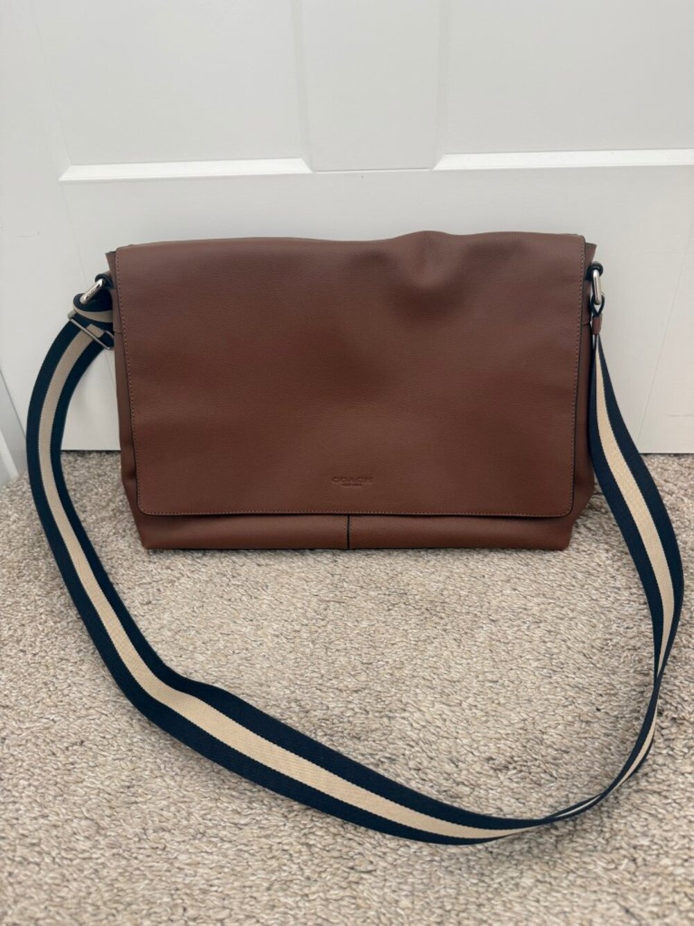 Coach Hudson Messenger Saddle Pebble Leather